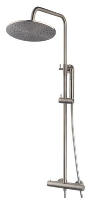 Wiesbaden Douche-Opbouwset Caral met Thermostaatkraan Geborsteld Staal PVD Coating