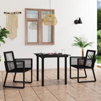 VidaXL 3-delige tuinset pvc-rattan zwart - thumbnail