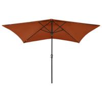 VidaXL Parasol met led's en stalen paal 2x3 m terracottakleurig - thumbnail