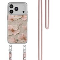iPhone 17 Pro hoesje met rosegoud koord - Soft flowers - thumbnail
