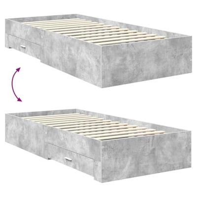 Bedframe met hoofdeinde Beton Grijs 90 x 190 cm Bewerkt hout