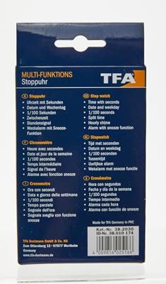 TFA Dostmann 38.2030 Digitale stopwatch Zwart