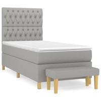 Boxspring met matras stof lichtgrijs 90x190 cm - thumbnail