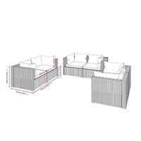 6-delige Loungeset met kussens poly rattan zwart - thumbnail