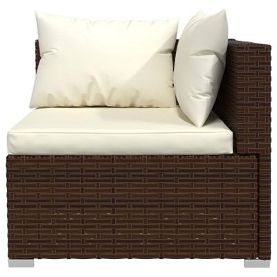 4-delige Loungeset met kussens poly rattan bruin - thumbnail