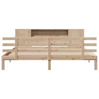 Bed met boekenkast zonder matras massief grenenhout 200x200 cm - thumbnail