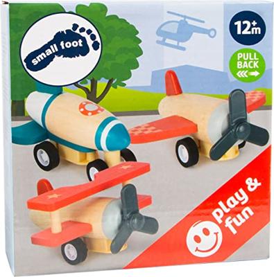 Small Foot houten pull-back vliegtuigen, set van 3