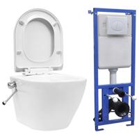 Hangend toilet randloos met verborgen stortbak keramiek wit - thumbnail