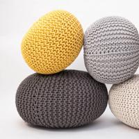 LABEL51 Poef 'Knitted', 70 x 35cm, kleur Naturel - thumbnail