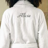 Dames badjas borduren - Wit - L/XL - thumbnail