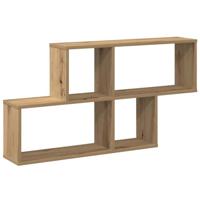 Wandschap 100x18x53 cm bewerkt hout artisanaal eikenkleurig - thumbnail