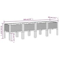 VidaXL Plantenbak met poten 160x40x42 cm polypropeen blauwgrijs - thumbnail