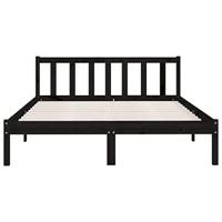 Bedframe massief grenenhout zwart 140x190 cm - thumbnail