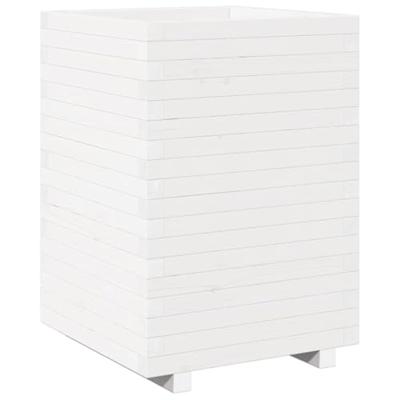 Plantenbak 50x50x72,5 cm massief grenenhout wit