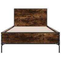 Bedframe bewerkt hout en metaal gerookt eikenkleurig 90x190 cm - thumbnail