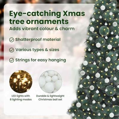 VidaXL Kunstmatige voorverlichte kerstboom met ballenset groen 210 cm