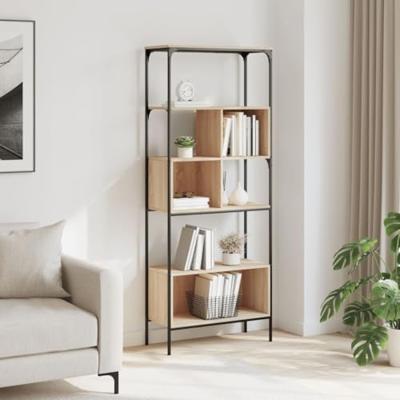 Boekenkast 5-laags 76x33x188,5 cm bewerkt hout sonoma eiken