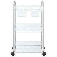 VidaXL Opbergtrolley 3-laags 37x28x68 cm acryl transparant - thumbnail
