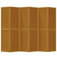 Kamerscherm met 6 panelen massief paulowniahout bruin - thumbnail