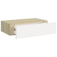 Wandschappen 2 st met lade 40x23,5x10 cm MDF eikenkleurig en wit - thumbnail