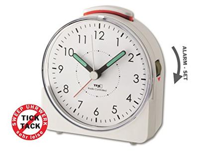 TFA Dostmann 60.1513.02 Wekker Zendergestuurd Wit Fluorescerende Wijzers