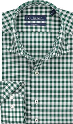 Sleeve7 Heren Overhemd Groen Ruit Poplin