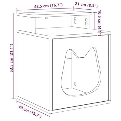 Kattenhuis Grijs Sonoma 42,5 x 40 x 52,5 cm Bewerkt hout