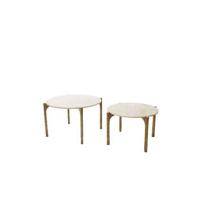 Light & Living Ronde Salontafel 'Kanae' Set van 2 stuks, Travertin - thumbnail