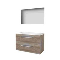 Basic-Line Ultimate 46 Badkamermeubelset - 100 x 46 cm - Met Grepen - 2 Lades - Acryl Wastafel - 1 Kraangat - Spiegel met Indirecte LED Verlichting - Scotch Oak - thumbnail