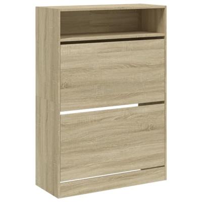 Schoenenkast met 2 klaplades 80x34x116 cm sonoma eikenkleurig
