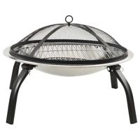 VidaXL Vuurschaal en barbecue 2-in-1 met pook 56x56x49 cm rvs - thumbnail