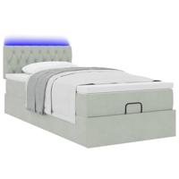 Ottoman bed met matras en LED's 90x200cm fluweel lichtgrijs - thumbnail