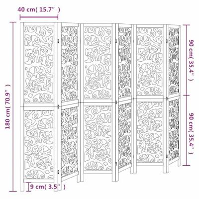 Kamerscherm met 6 panelen massief paulowniahout wit