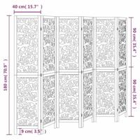 Kamerscherm met 6 panelen massief paulowniahout wit - thumbnail