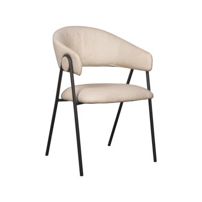 LABEL51 Eetkamerstoel Lowen - Naturel - Boucle - Zwart Metalen Frame