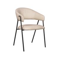 LABEL51 Eetkamerstoel Lowen - Naturel - Boucle - Zwart Metalen Frame - thumbnail