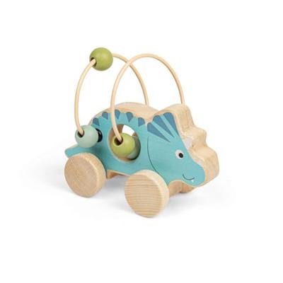 Bigjigs houten duwfiguur triceratops met kralenframe
