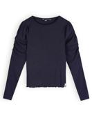 NoBell Meisjes t-shirt fijne rib - Kiss - Navy blauw - thumbnail