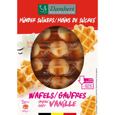 Damhert Wafel vanille minder suiker 140 Gram