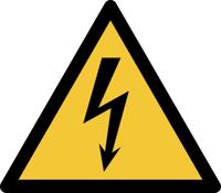 Pictogram bordje Djois Waarschuwing: elektrische spanning 200x176mm geel - thumbnail