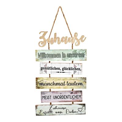 Wanddecoratie met spreuk van hout, kleurrijk (B/H/D) 32x53x1,5 cm