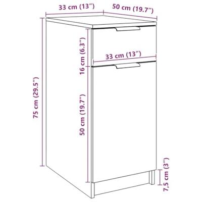 Bureaukast 33x50x75 cm bewerkt hout artisanaal eikenkleurig