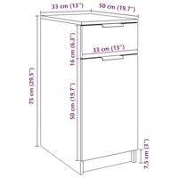 Bureaukast 33x50x75 cm bewerkt hout artisanaal eikenkleurig - thumbnail