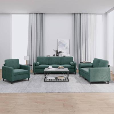3-delige Loungeset met kussens fluweel donkergroen