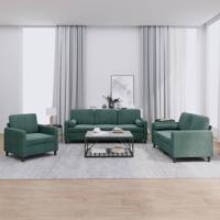 3-delige Loungeset met kussens fluweel donkergroen - thumbnail