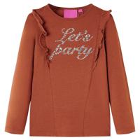 Kindershirt met lange mouwen glitterprint 116 cognackleurig - thumbnail