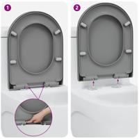 VidaXL Toiletzitting grijs 49 x 36 x 4 cm duroplast - thumbnail