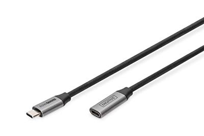 DIGITUS USB-C verlengkabel - USB 3.0 Gen1 - vrouwelijk naar mannelijk - 5 Gbps - 60W Power Delivery - Thunderbolt 3-4k/60Hz - 1m - zwart
