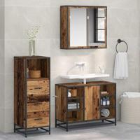 Badkamermeubelset 3 pcs Oud hout 80 x 33 x 60 cm Bewerkt hout - thumbnail
