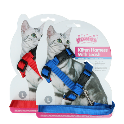 Pawise Kitten Harness Leash-Red/Blue